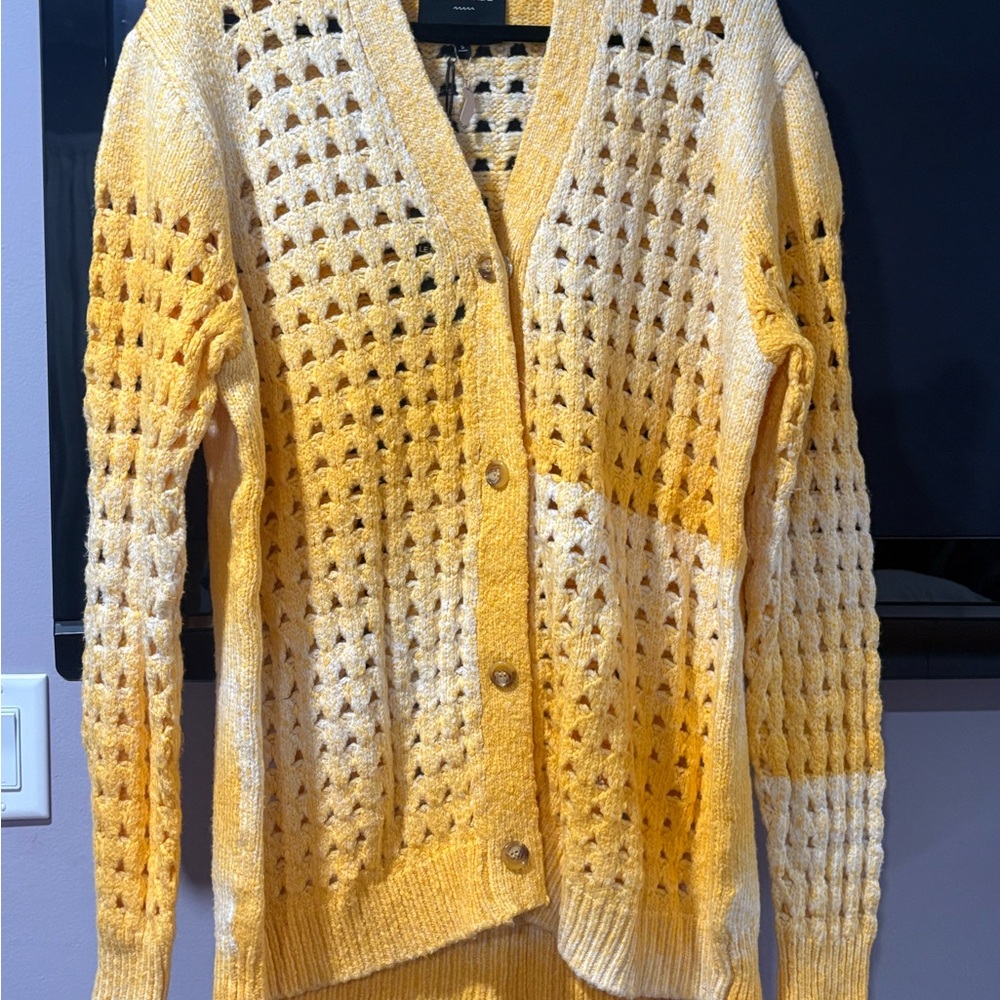 Sunny Yellow Open-Knit Cardigan